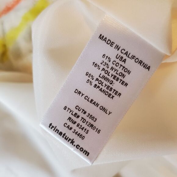 Trina Turk Multicolor Scallop Fringe Lace Heights Dress Size 10 - Picture 9 of 9